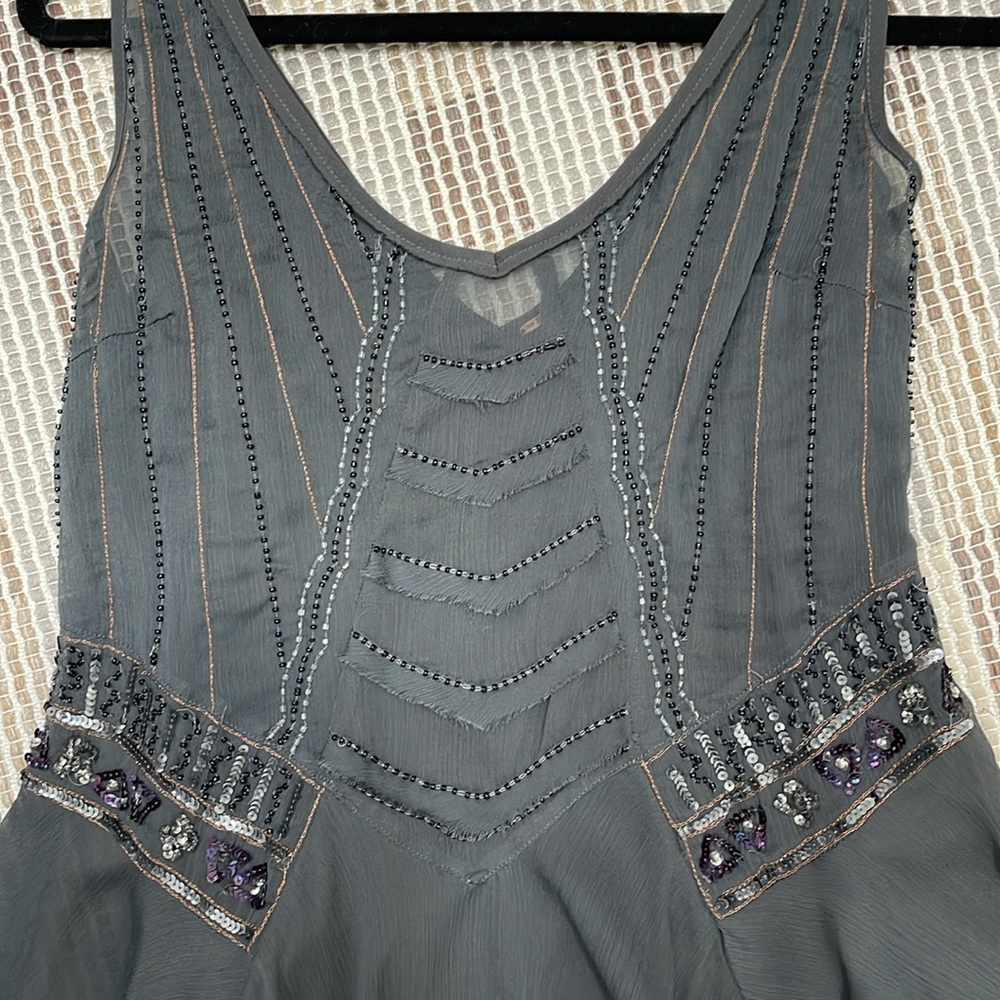 NEVER WORN Free people charcoal gray beaded dress - Picture 2 of 3